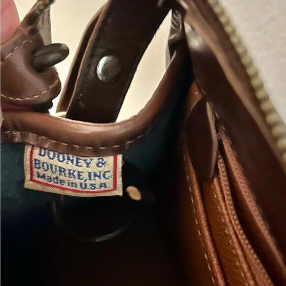 Vintage 80's Dooney & Bourke Leather Navy blue & Brown pebbled shoulder bag - Picture 6 of 9